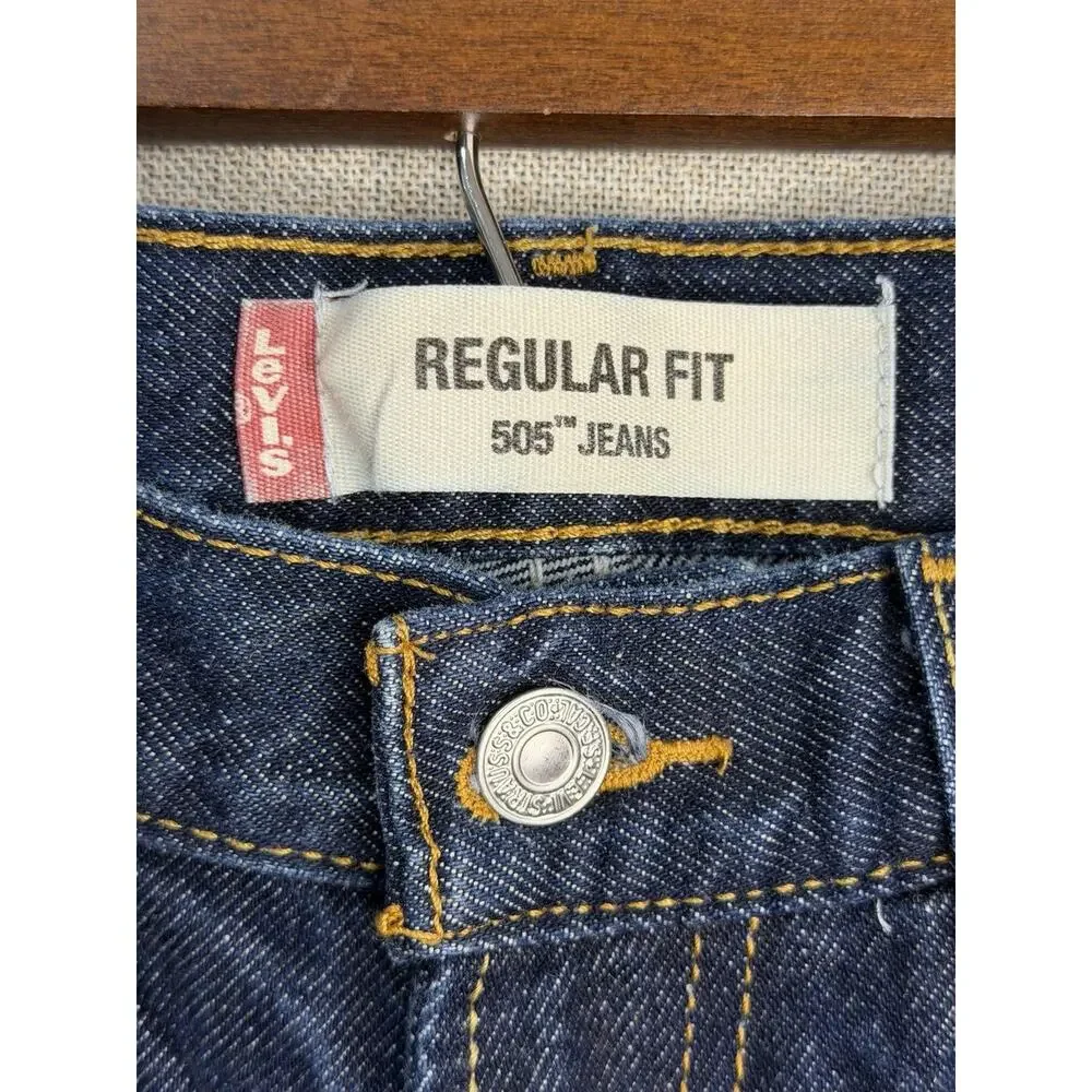 Levi’s Men’s 505 Regular Fit Jeans Dark Stonewash Blue Denim 32 x 32 (31 Actual)